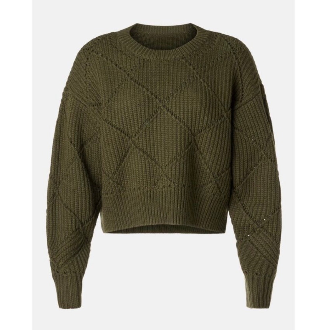Thakoon Olive Green Diamond Pointelle Sweater Top L
